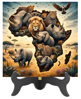 TEXTURED TILE ART 20CM X 20CM AFRICA BIG 5 1 TEXTURED TILE ART 20CM X 20CM AFRICA BIG 5