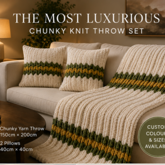 The Luxury Chunky Hand-Knit Throw & Matching Cushion Set