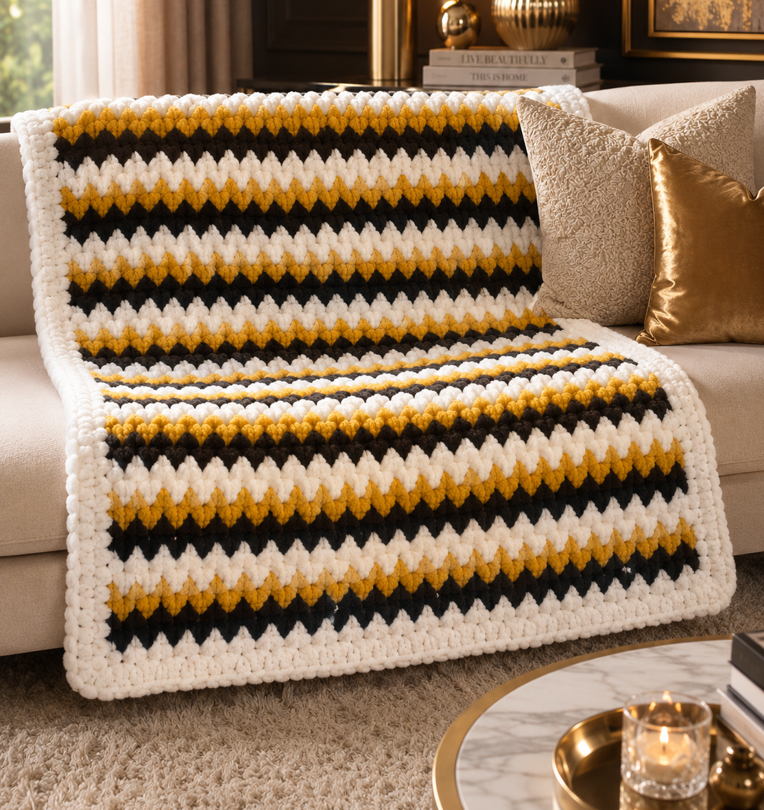 The Signature Three-Tone Chenille Throw Blanket 1 The Signature Three-Tone Chenille Throw Blanket